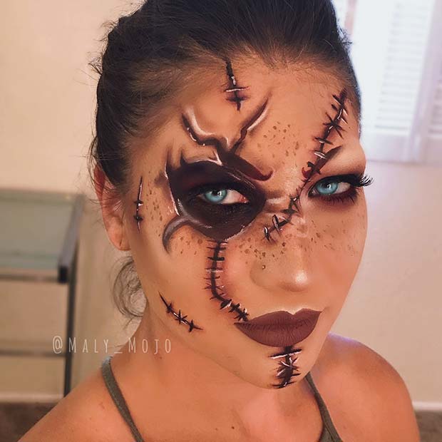 Creepy Stitches Halloween Makeup