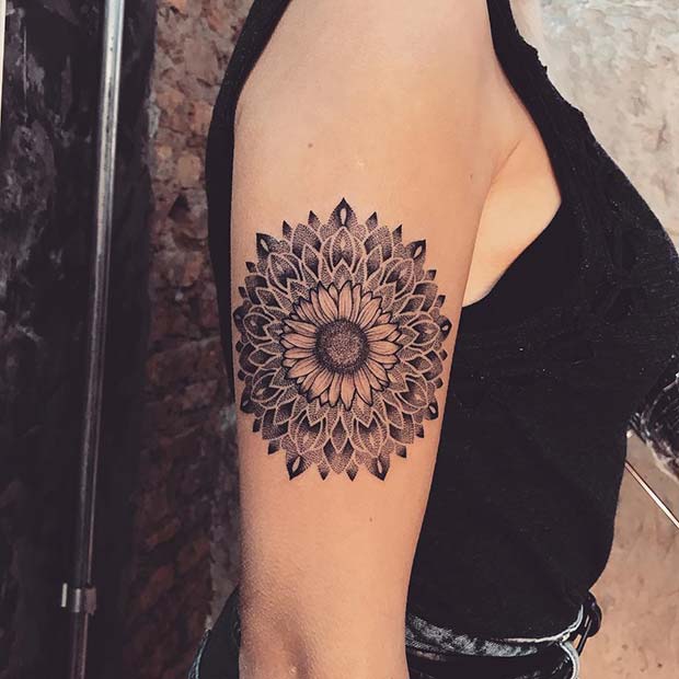 Sunflower Mandala Tattoo Idea