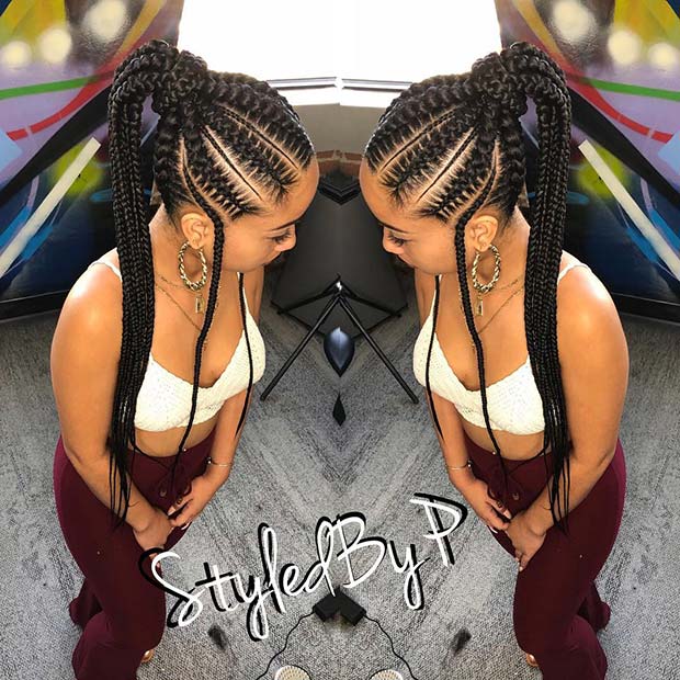 Trendy High Ponytail with Braids