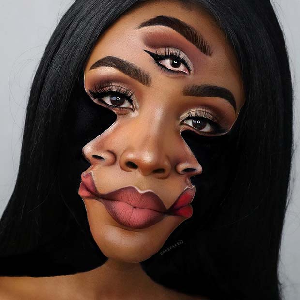 Trippy Face Illusion Makeup