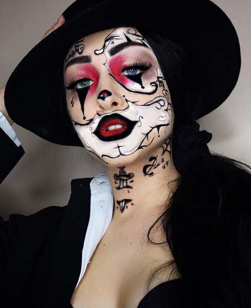 Unique Gangster Clown Makeup and Costume Idea