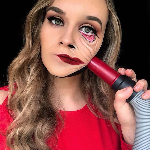 Vacuum Illusion Makeup Idea for Halloween