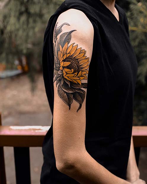 Vibrant Sunflower Tattoo Idea