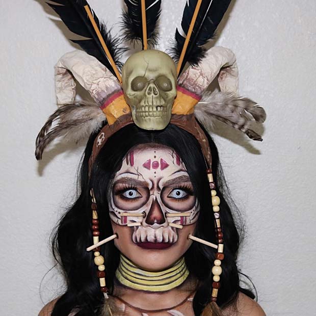 Witch Doctor Halloween Makeup and Costume Idea