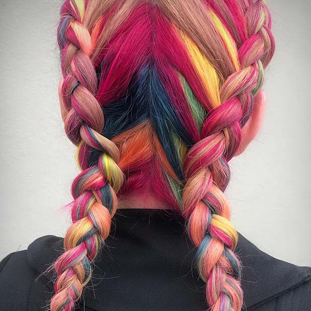 Braided Rainbow Hair
