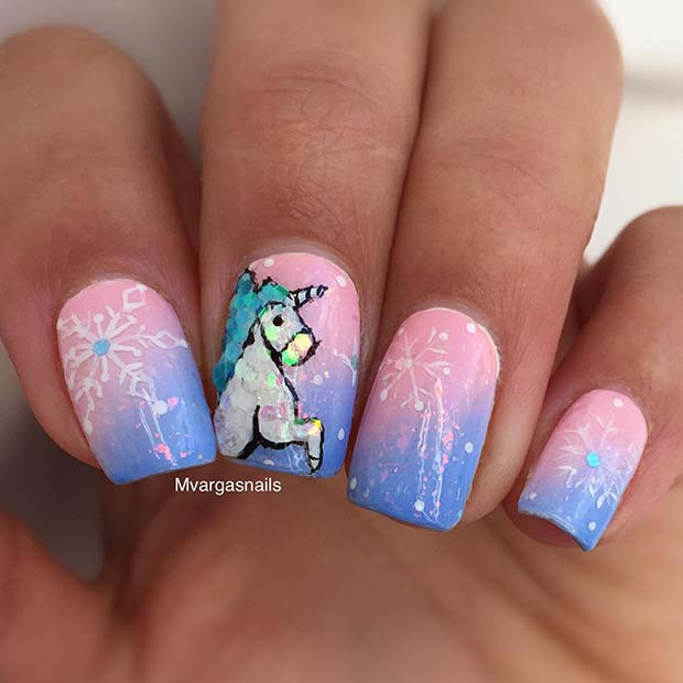 Cute Unicorn Nail Art Idea