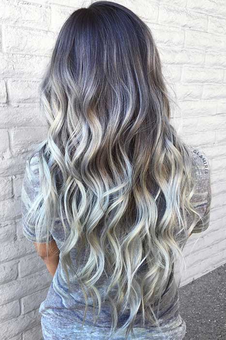 Dark Grey to Silver Hair Color Idea