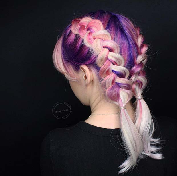 Dark Purple, Pink and Pastel Pink Hair