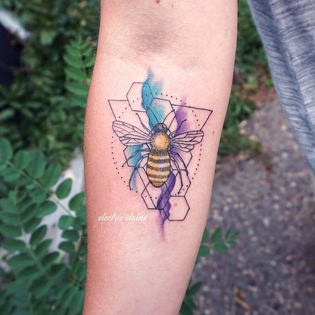 Geometric Bee Tattoo 