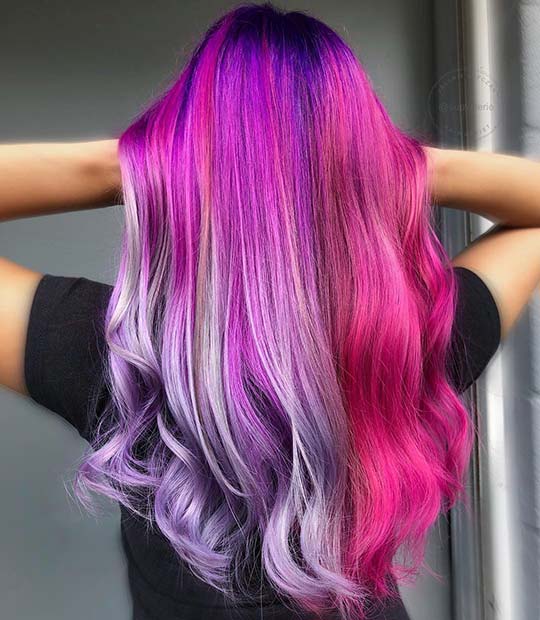 Half Pink, Half Purple Unicorn Hair Color Idea