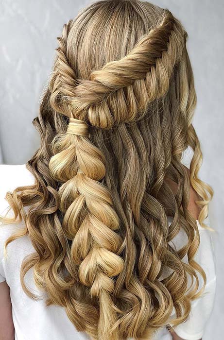 Braided Half Updo with Curls