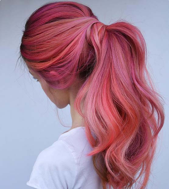 Pretty Vibrant Pink Ponytail
