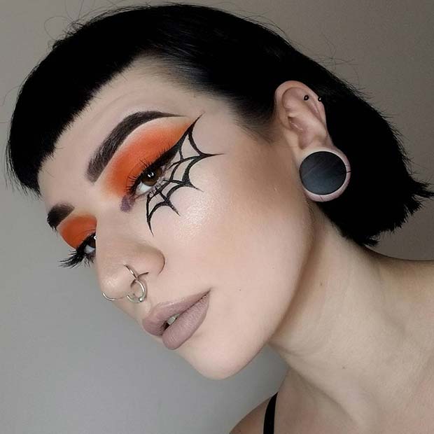 Easy Spider Web Eye Makeup Idea for Halloween