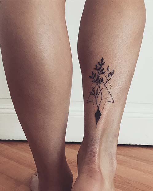 Triangle and Diamond Botanical Tattoo 
