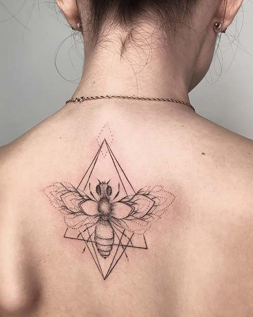 Triangle and Insect Tattoo Design 