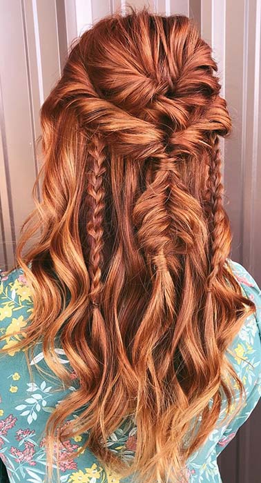 Twisted Half Updo with Messy Braids