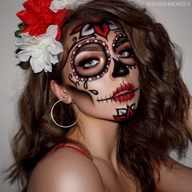 Pretty Halloween Sugar Skull Makeup