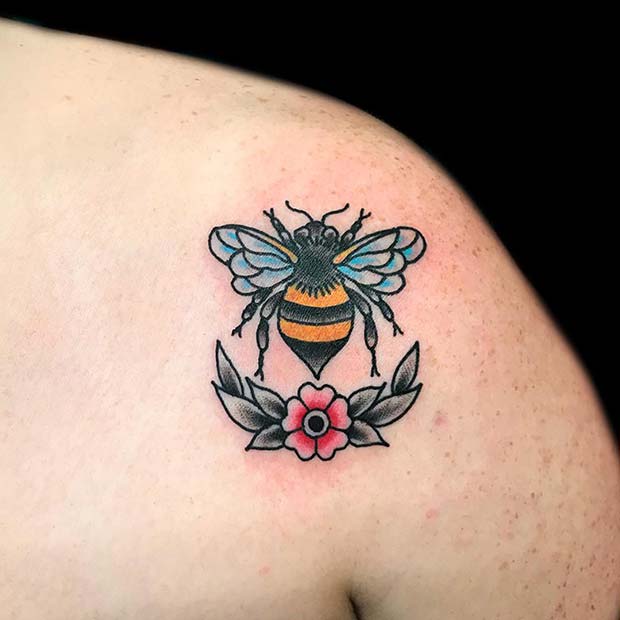 Vintage Style Bumble Bee Tattoo 