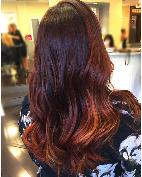 Warm, Copper Balayage Hair Color Idea