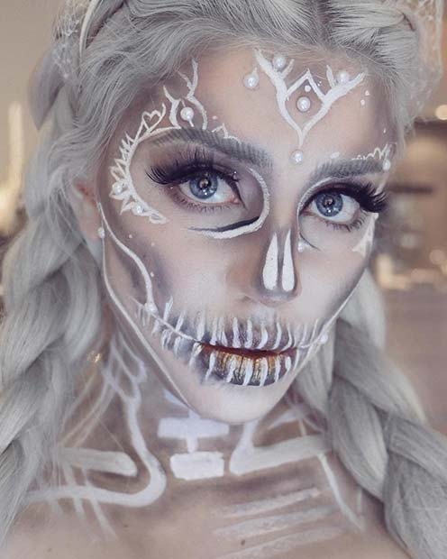 White Sugar Skull Halloween Makeup