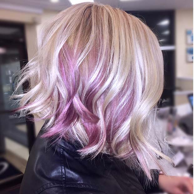 Beautiful Purple and Blonde Bob Haircut