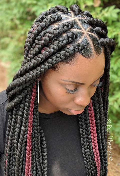 Black and Red Triangle Braids