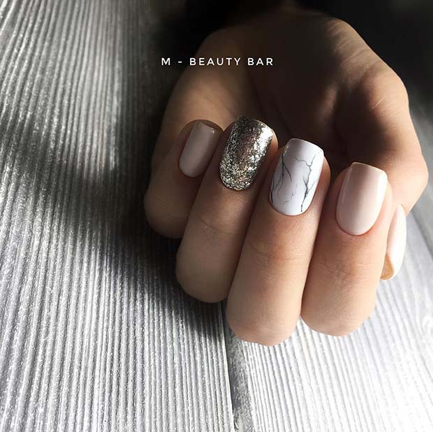 Elegant Marble Nail Design for Short Nails