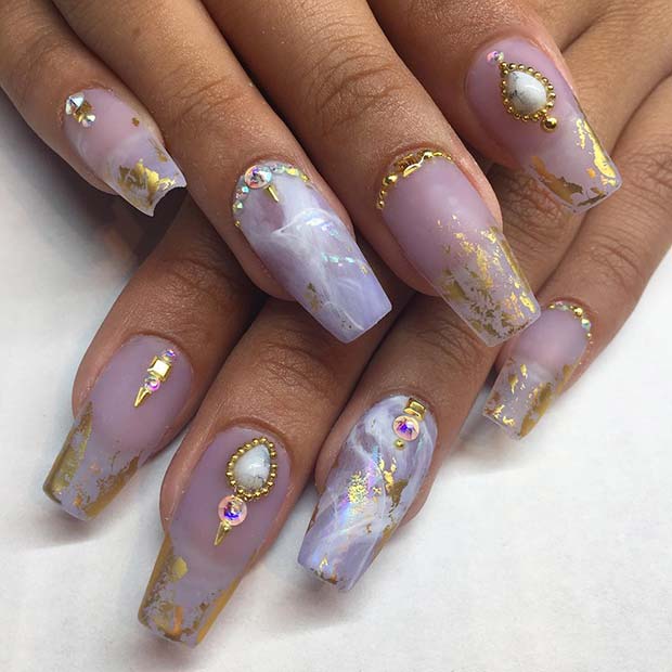 Glam Marble Coffin Nails