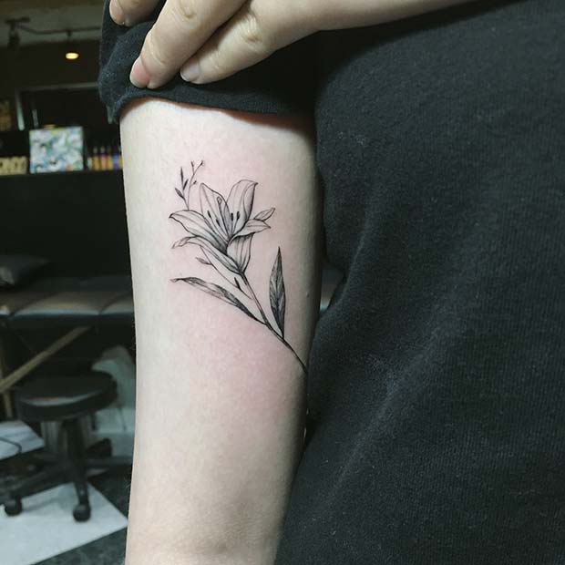 Pretty Lily Arm Tattoo Idea