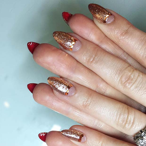 Glittery Rose Gold Nails