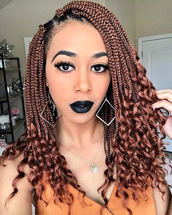 Medium Box Braids with Curly Ends