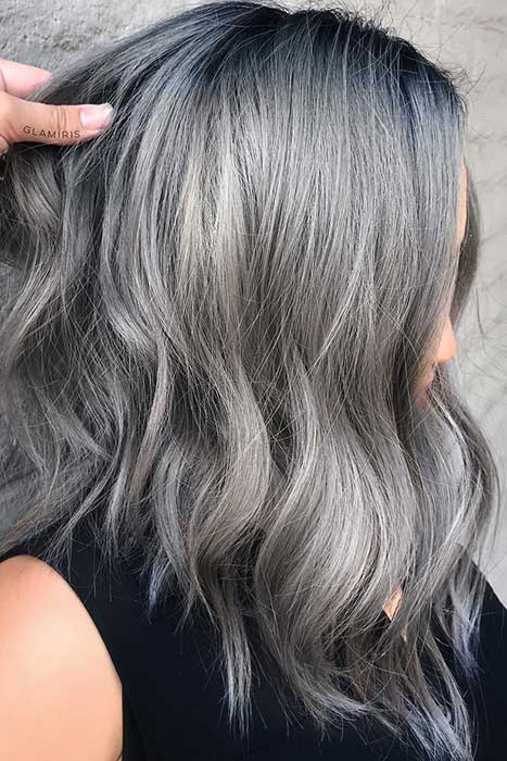 Silver Lob with a Pop of Blue