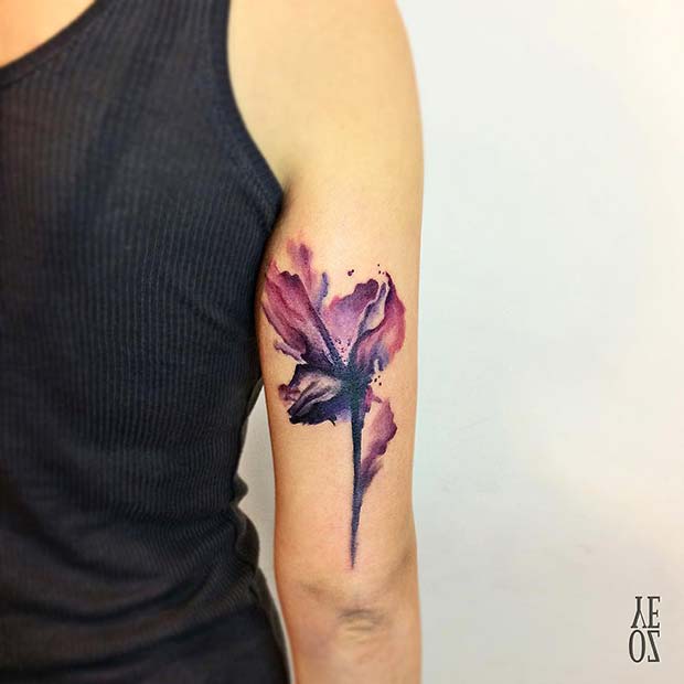 Watercolor Lily Tattoo Idea