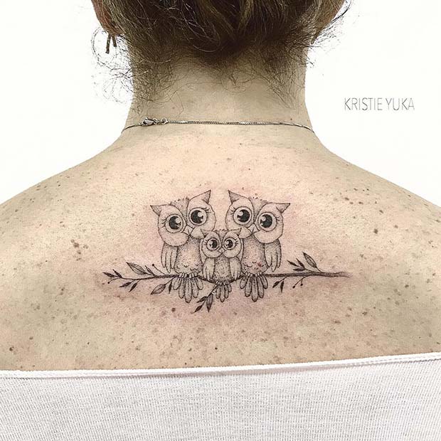 Adorable Owls - Back Tattoo Idea