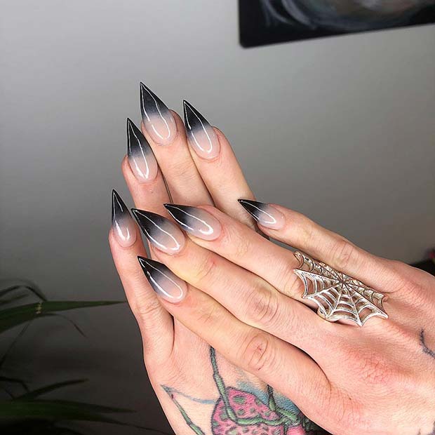 Black to Nude Ombre Nails
