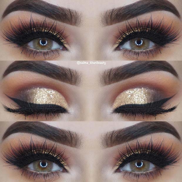 Bold Gold, Shimmery Eye Makeup Look