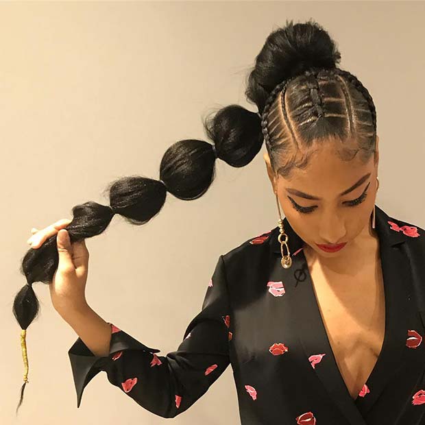 Bubble Weave Ponytail Hairstyle