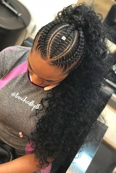 Curly Weave Ponytail with Braids