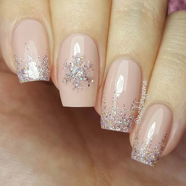 Elegant Snowflake Nail Idea
