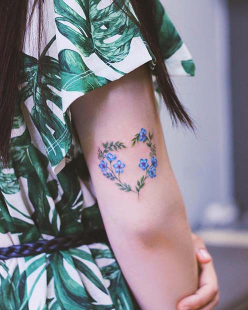 Cute, Floral Heart Tattoo for Girls