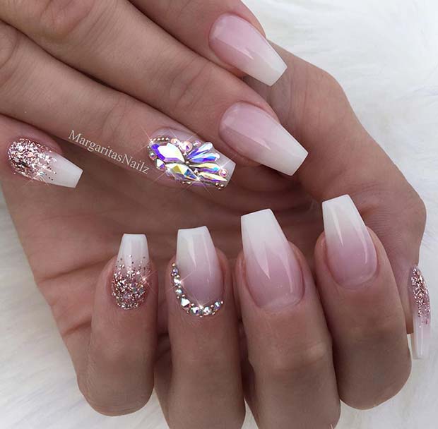 French Ombre Coffin Nails
