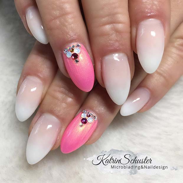 French Ombre and Pink Nails