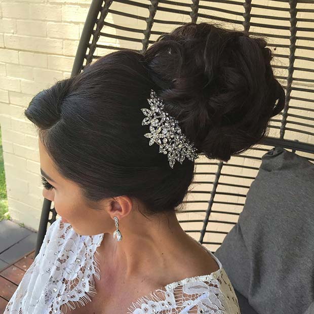 Glam High Updo for Brides