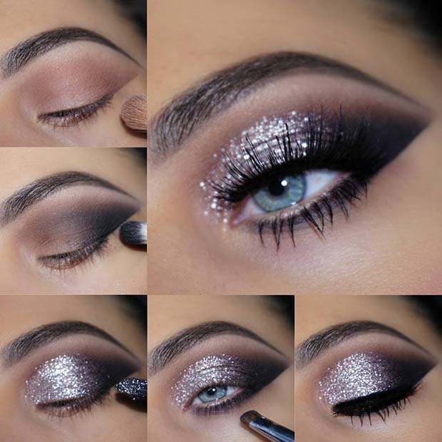 Silver Glitter Eye Makeup Tutorial 