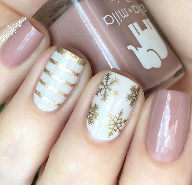 Glam Snowflake Nail Idea for Winter or Christmas