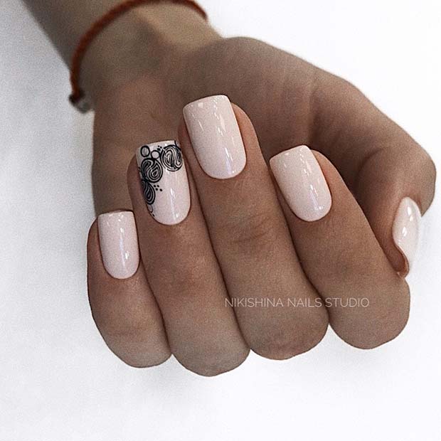 Light Acrylic Nails with Stylish Accent Nail