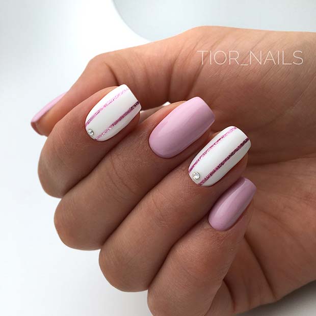 Light Pink and White Acrylic Nails