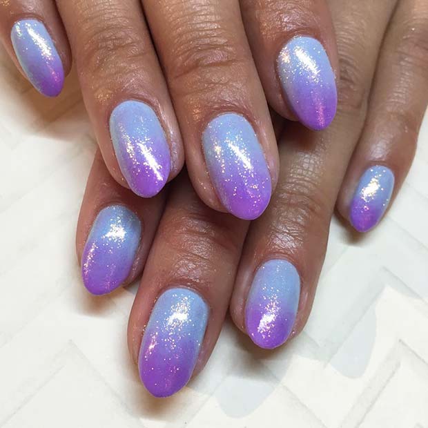 Blue to Purple Ombre Nails