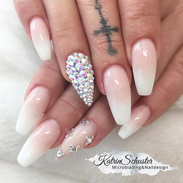 Sparkly French Ombre Nails