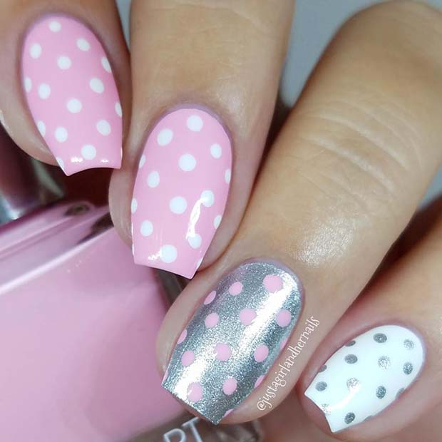 Pretty Pink Polka Dot Nails